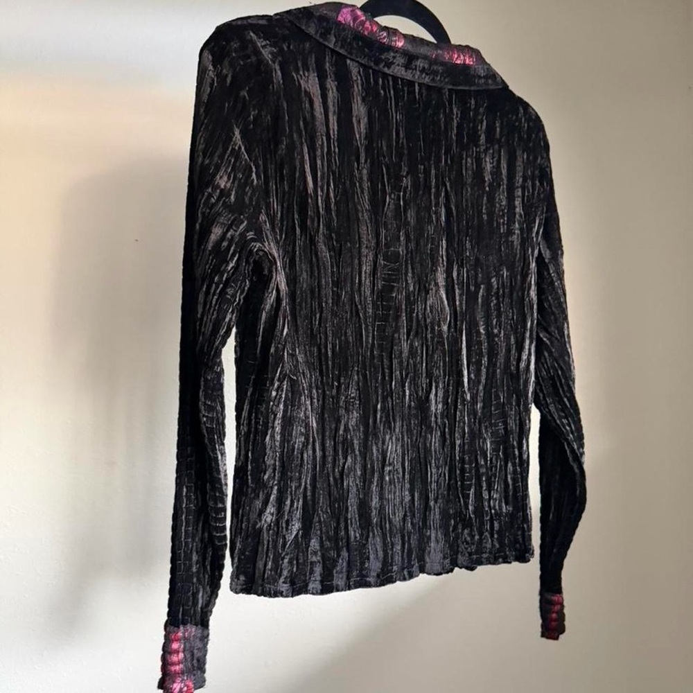 90s vintage Alberto Makali whimsygoth black crushed velvet beaded blazer - Picture 10 of 13